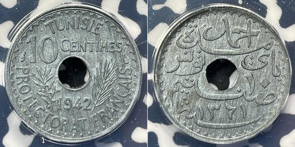 10 Centime Francia / Túnez Zinc 