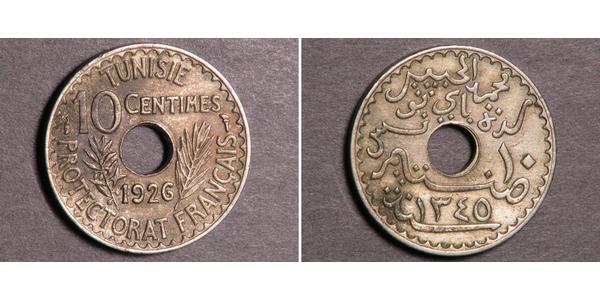 10 Centime Tunisia / Francia Zinco 