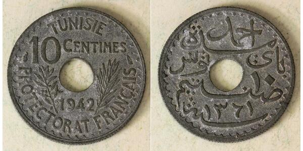 10 Centime Tunesien / Frankreich Zink 