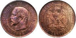 10 Сантим Вторая французская империя (1852-1870) Медь Наполеон III Бонапарт (1808-1873)