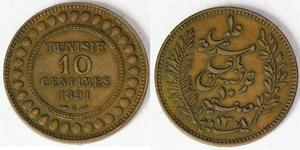 10 Centime Tunisia 銅 