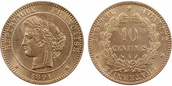 10 Centime 法兰西第三共和国 (1870 - 1940) 青铜 