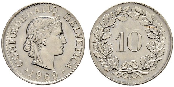 10 Centime / 10 Rappen Schweiz Kupfer/Nickel 