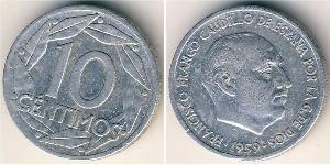 10 Centimo Espagne franquiste (1936 - 1975) Aluminium Francisco Franco(1892 – 1975)