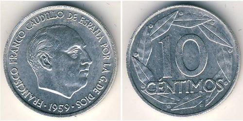 10 Centimo Espagne franquiste (1936 - 1975) Aluminium Francisco Franco(1892 – 1975)