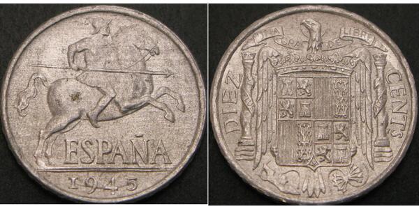 10 Centimo Francoist Spain (1936 - 1975) Aluminium 