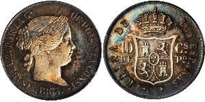 10 Centimo Philippines Argent Isabella II of Spain (1830- 1904)