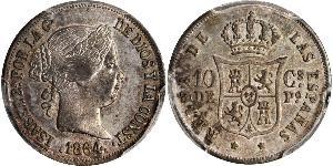 10 Centimo Philippines Argent Isabella II of Spain (1830- 1904)