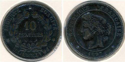 10 Centimo Frankreich Bronze 