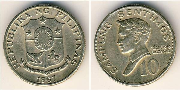 10 Centimo Philippines Copper/Nickel 