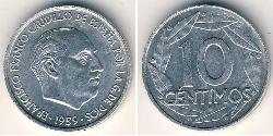 10 Сентімо Francoist Spain (1936 - 1975) Алюміній Франциско Франко(1892 – 1975)