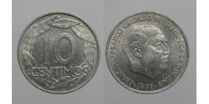 10 Centimo 佛朗哥时期 (1936 - 1975) 铝 弗朗西斯科·佛朗哥 (1892 – 1975)