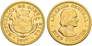 10 Colon Costa Rica Gold Christopher Columbus (1451 - 1506)