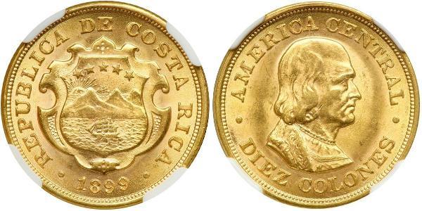 10 Colon Costa Rica Oro Cristoforo Colombo (1451 - 1506)
