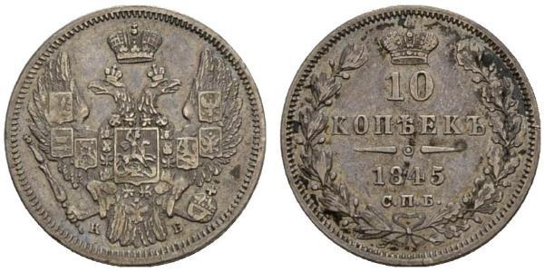 10 Copeca Impero russo (1720-1917) Argento Nicola I (1796-1855)