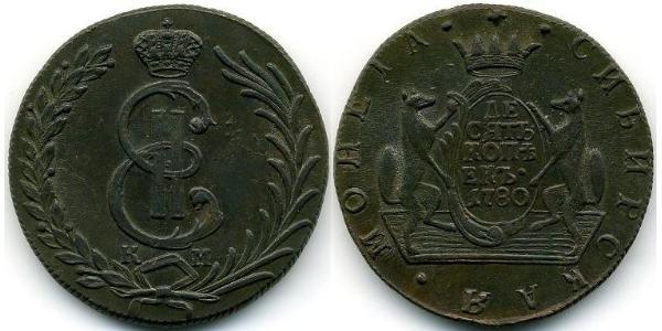 10 Copeca Impero russo (1720-1917) Rame Caterina II (1729-1796)