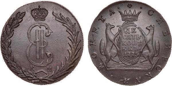 10 Copeca Impero russo (1720-1917) Rame Caterina II (1729-1796)