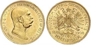 10 Corona Imperio austrohúngaro (1867-1918) Oro Franz Joseph I (1830 - 1916)