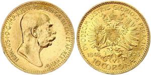 10 Corona Imperio austrohúngaro (1867-1918) Oro Franz Joseph I (1830 - 1916)