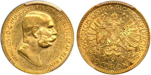 10 Corona Imperio austrohúngaro (1867-1918) Oro Franz Joseph I (1830 - 1916)