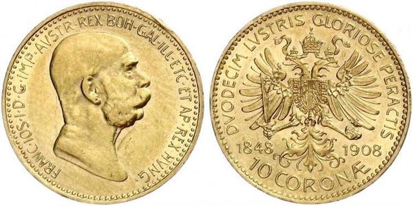 10 Corona Imperio austrohúngaro (1867-1918) Oro Franz Joseph I (1830 - 1916)