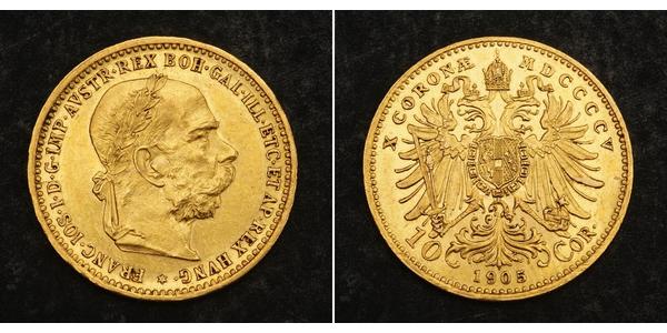 10 Corona Imperio austrohúngaro (1867-1918) Oro Franz Joseph I (1830 - 1916)