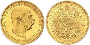 10 Corona Австро-Угорщина (1867-1918) Золото Франц Иосиф I (1830 - 1916)