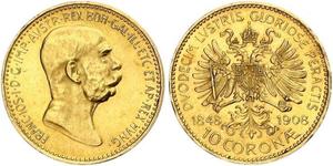 10 Corona 奥匈帝国 (1867 - 1918) 金 弗朗茨·约瑟夫一世 (1830 - 1916)