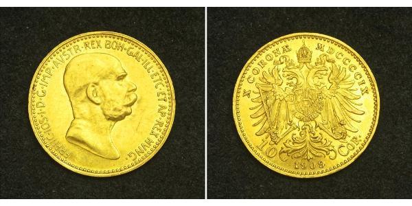 10 Corona 奥匈帝国 (1867 - 1918) 金 弗朗茨·约瑟夫一世 (1830 - 1916)