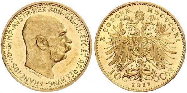 10 Corona 奥匈帝国 (1867 - 1918) 金 弗朗茨·约瑟夫一世 (1830 - 1916)