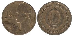 10 Denaro Repubblica Socialista Federale di Jugoslavia (1943 -1992) Alluminio/Bronzo 
