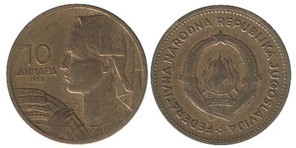 10 Denaro Repubblica Socialista Federale di Jugoslavia (1943 -1992) Alluminio/Bronzo 
