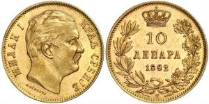 10 Dinar Serbia Gold Milan I of Serbia