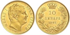 10 Dinar Serbia Gold Milan I of Serbia