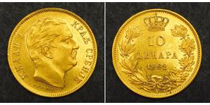 10 Dinar Serbia Gold Milan I of Serbia