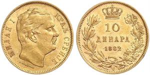 10 Dinar Serbia Gold Milan I of Serbia