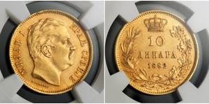 10 Dinar Serbia Gold Milan I of Serbia