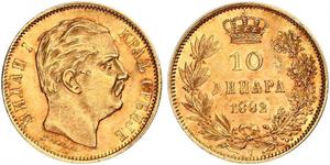 10 Dinar Serbia Gold Milan I of Serbia