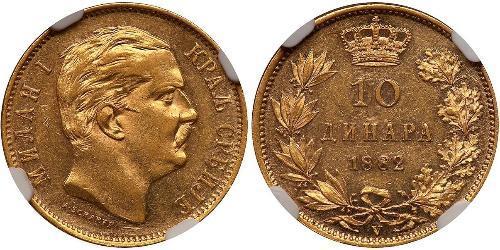 10 Dinar Serbia Gold Milan I of Serbia