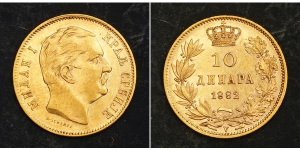 10 Dinar Serbia Gold Milan I of Serbia