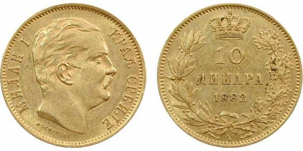 10 Dinar Serbia Gold Milan I of Serbia