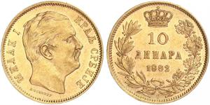 10 Dinar Serbien Gold Milan I. (Serbien)