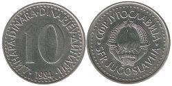10 Dinar Sozialistische Föderative Republik Jugoslawien (1943 -1992) Kupfer/Nickel 