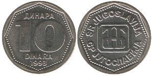 10 Dinar Sozialistische Föderative Republik Jugoslawien (1943 -1992) Kupfer/Zink 