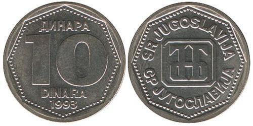 10 Dinar Sozialistische Föderative Republik Jugoslawien (1943 -1992) Kupfer/Zink 