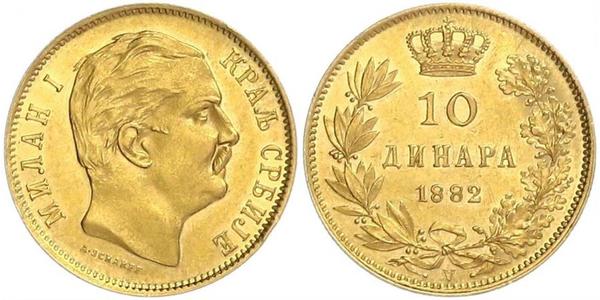 10 Dinar Serbie Or Milan Ier de Serbie