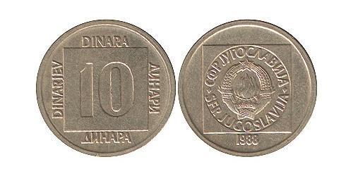 10 Dinar 南斯拉夫社会主义联邦共和国 (1943 - 1992) 黃銅 