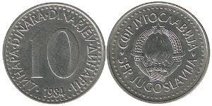 10 Dinaro República Federativa Socialista de Yugoslavia (1943 -1992) Níquel/Cobre 