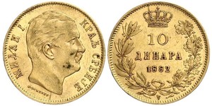 10 Dinaro Serbia Oro Milan I de Serbia