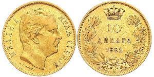 10 Dinaro Serbia Oro Milan I de Serbia